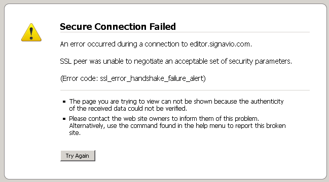 L'erreur "certificat manquant" avec le navigateur web Firefox.